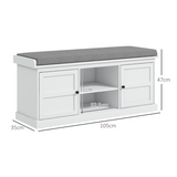 HOMCOM Shoe Storage Bench with Padded Cushion & 2 Cabinets – Hallway Seat, White