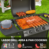 Outsunny 4 Burner Gas Barbecue Grill with Lid, Side Burner and Storage Shelves – Portable Garden BBQ, Black