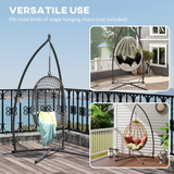 Outsunny Hammock Chair Stand, Steel Frame with Cup Holder – Heavy-Duty Garden Stand Only, Black