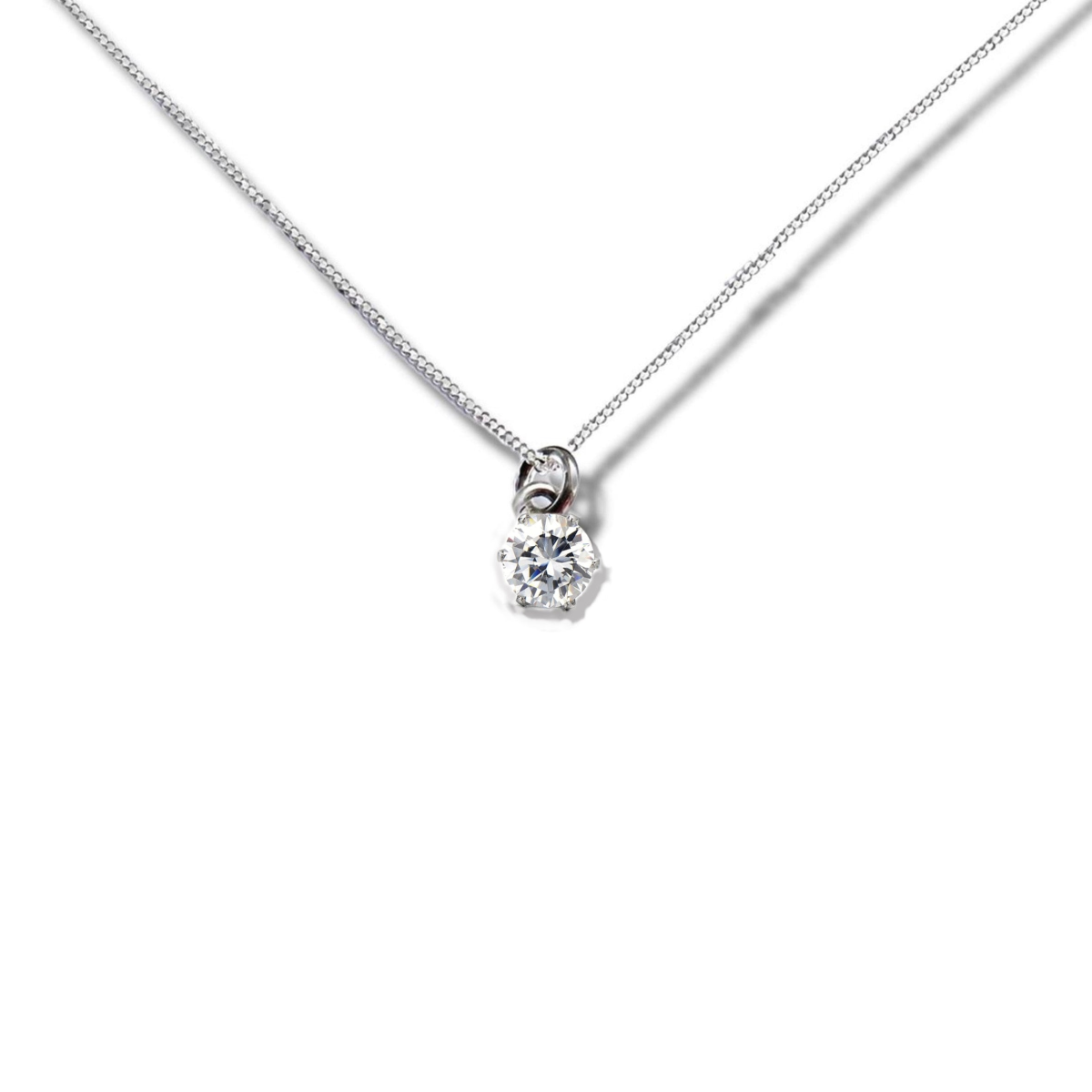 50th Birthday Cubic Zirconia Silver Necklace & Milk Chocolate Hearts Mini Gift Hamper – Gold Balloons Card