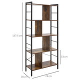 Industrial 5-Tier Storage Shelf Bookcase with Metal Frame – Floor Standing Display Rack, Brown and Black