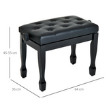 HOMCOM Adjustable Piano Bench with Padded Faux Leather Seat & Wooden Legs – Keyboard Stool, 45–55cm Height