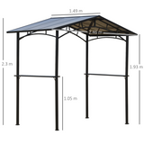 Outsunny 2.5 x 1.5m Aluminium BBQ Gazebo with Polycarbonate Roof & Side Shelves – Outdoor Cooking Shelter