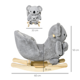 HOMCOM Plush Ride-On Rocking Koala with Sounds & Gloved Doll – Toddler Rocker with Seatbelt, 18-36 Months