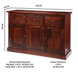 Jaipur Dark Mango Wood Large Sideboard with Brass Handles – Handmade Storage for Dining & Living Rooms