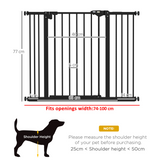 PawHut Adjustable Safety Gate with 2 Extensions and 4 Screws – Pet Gate for Doors and Stairs, Black