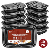 Vinsani 30 Pack Meal Prep Containers, 2 Compartments, 30oz with Airtight Lids – Microwave & Freezer Safe