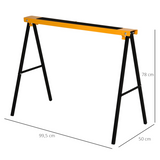 HOMCOM Steel Saw Horse Set of 2 with Non-Slip Platform – Foldable Trestles for DIY, 125kg Load, Black/Yellow
