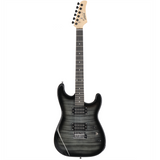 GST Tiger Stripe Electric Guitar Kit with H-H Humbucker Pickups, 20W Amp & Gig Bag – Beginner Set, Black
