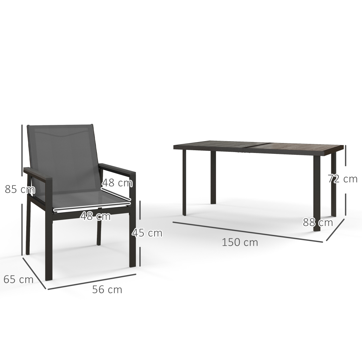 Outsunny 7-Piece Garden Dining Set with Tempered Glass Table and 6 Mesh Chairs – Patio Furniture, Grey
