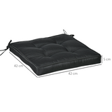 Outsunny Garden Seat Cushion with Ties – Replacement Outdoor Dining Chair Seat Pad, Black