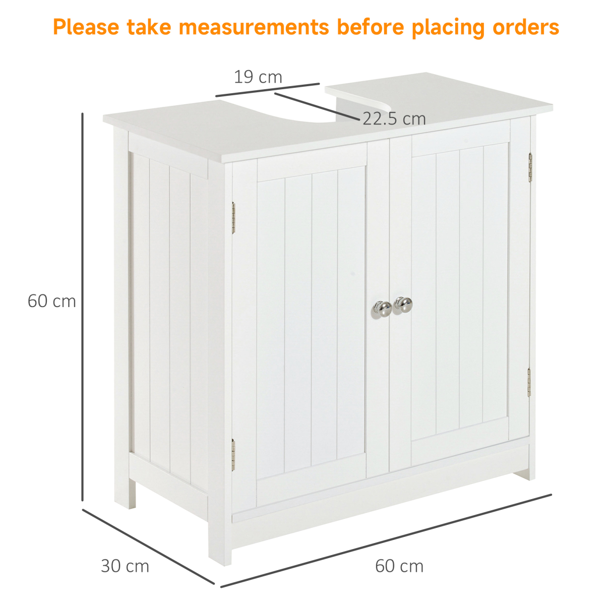 HOMCOM Under-Sink Bathroom Vanity Cabinet with Two Shelves – Pedestal Sink Storage, Wooden