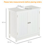 HOMCOM Under-Sink Bathroom Vanity Cabinet with Two Shelves – Pedestal Sink Storage, Wooden