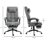 Reclining Office Chair with Footrest & Removable Pillow, 155° Recline – Home Office Chair, Light Grey