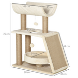 PawHut Cat Tree Kitten Tower with Scratching Post, Jute Pad, Plush Bed, U-Shape Perch & Dangling Toy Balls