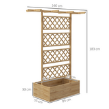 Outsunny Wooden Trellis Planter with Roof and Open Bottom – Raised Garden Bed for Climbing Plants, Natural