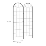Outsunny Set of 2 Metal Plant Trellises with Ground Spikes – Black Powder-Coated Steel Climbing Grids for Garden