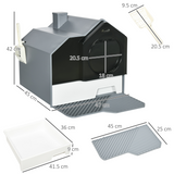PawHut Hooded Cat Litter Tray with Scoop, Pull-Out Drawer Pan, Carry Handle & Deodorant Chimney – Hut Design