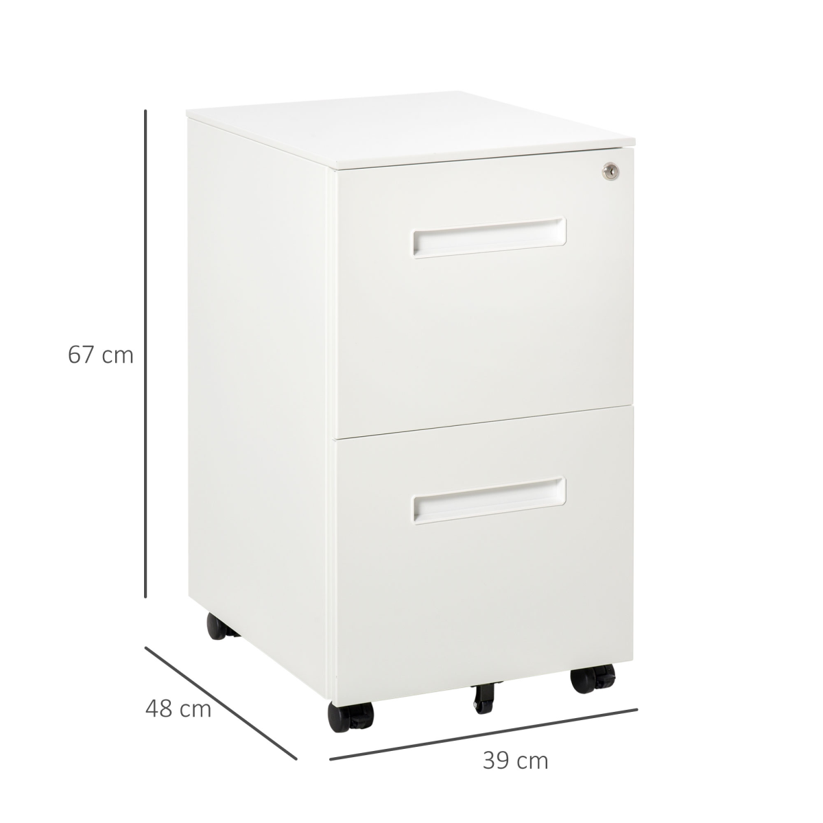 Mobile Lockable Hanging File Cabinet with Adjustable Partition and Wheels – Under-Desk Filing, White