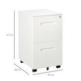 Mobile Lockable Hanging File Cabinet with Adjustable Partition and Wheels – Under-Desk Filing, White