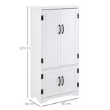 Modern Freestanding Storage Hutch Cabinet with 4 Doors & Adjustable Shelves – Kitchen & Living Room