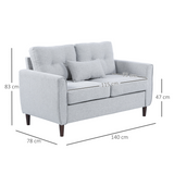 HOMCOM Modern Chic Loveseat with Armrests & Spring Padding – Compact 2 Seater Sofa for Home or Office