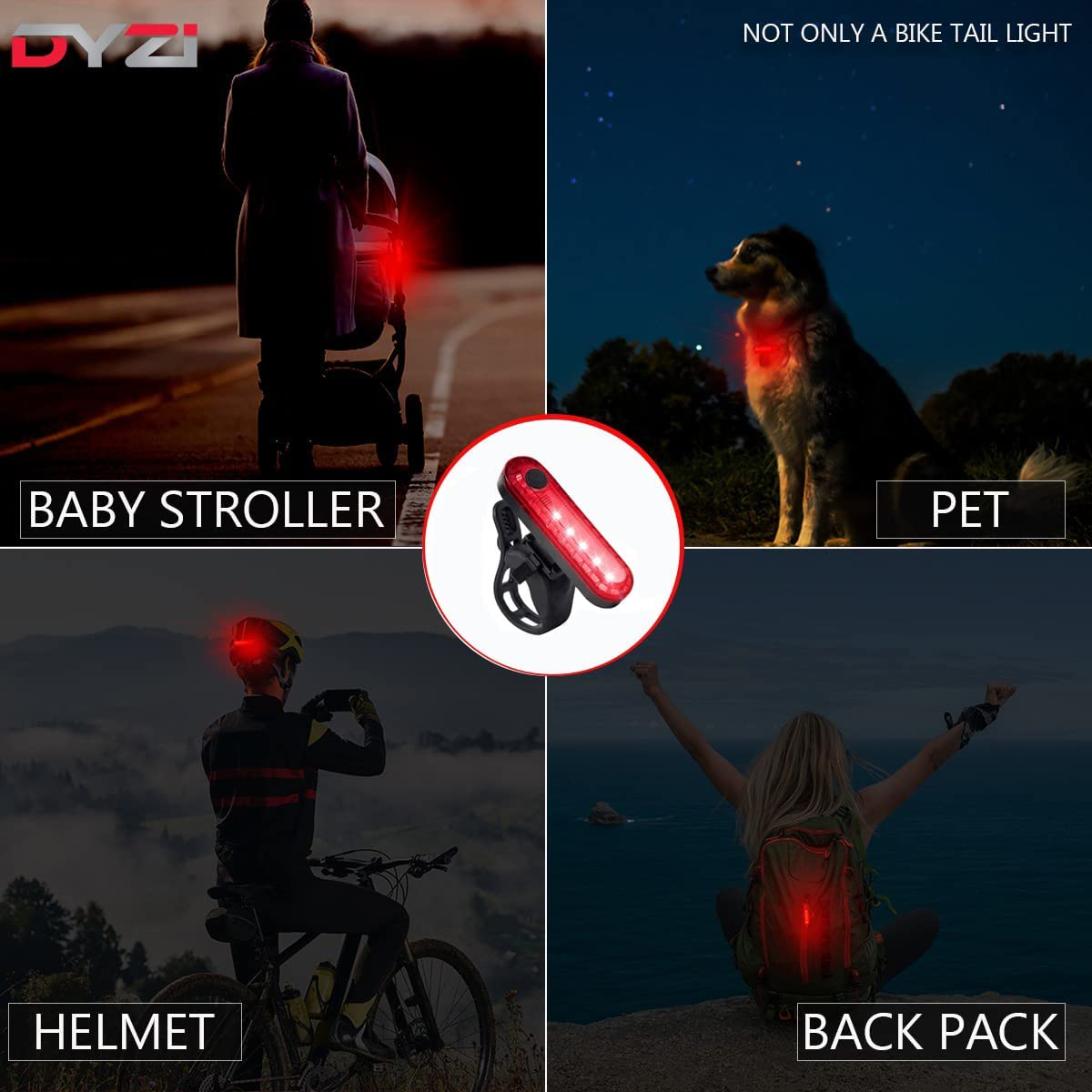 USB Rechargeable Bike Light Set with Bright Front LED, Tail Light & Built-in Power Bank – Waterproof