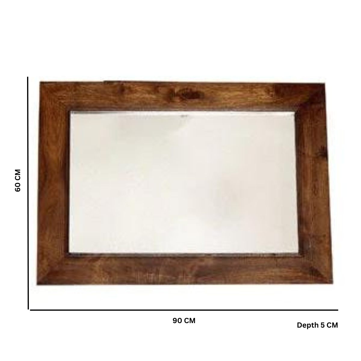 Toko Dark Mango Wood Wall Mirror – Solid Frame with Contemporary Finish for Hallways and Bedrooms