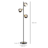 HOMCOM Modern Floor Lamp with Glass Global Shade, 3 Light, for Living Room