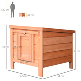 Pawhut Wooden Rabbit Hutch with Drawbridge Ramp, Roof Hatch and Heart-Shaped Lock – Small Animal House