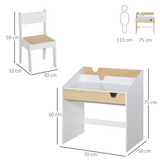 Two-Piece Kids Desk and Chair Set with Drawer and Shelf – MDF Children's Study Table with Storage for Ages 3–6