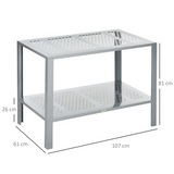 Outsunny 2-Tier Plant Stand with Cut-Out Shelves – Galvanised Steel Display Rack for Patio & Balcony