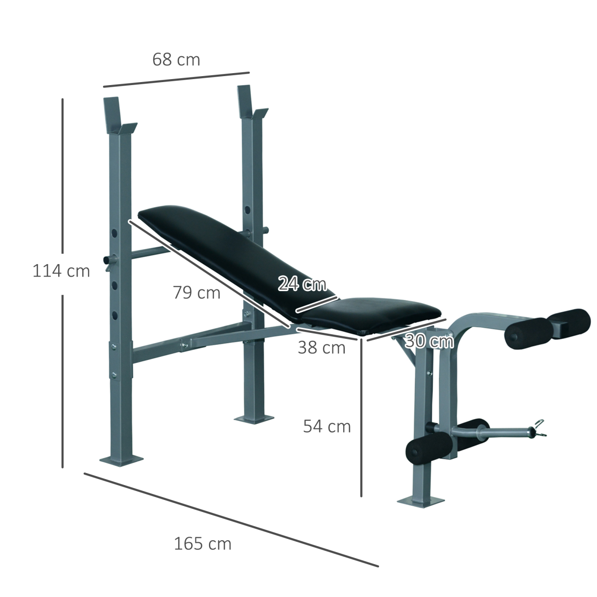 HOMCOM Adjustable Weight Bench with Barbell Rack & Leg Extension – Home Gym Chest, Leg & Abs Training, 200kg Capacity
