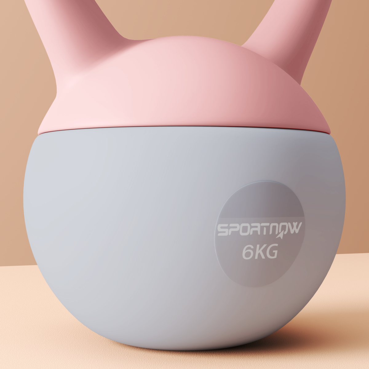 Soft Body Kettlebell 6kg with Non-Slip Ergonomic Handle – Home Gym Strength Training, Pink and Grey