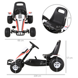 Kids Racing-Style Pedal Go Kart with Gear Shift, Hand Brake and Adjustable Seat – Ride-On Racer