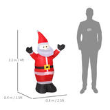 HOMCOM 4ft Inflatable Christmas Santa Claus with Outstretched Hands, LED Lit – Indoor Outdoor Decoration