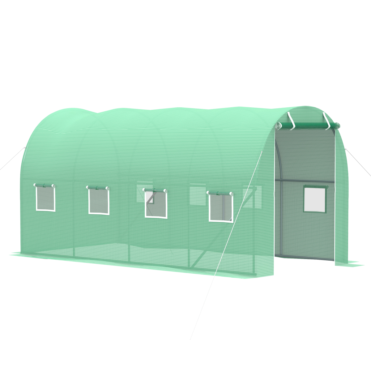Walk-in Polytunnel Greenhouse with Galvanised Steel Frame & Roll-Up Windows – Garden Grow Tunnel, Green