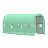 Walk-in Polytunnel Greenhouse with Galvanised Steel Frame & Roll-Up Windows – Garden Grow Tunnel, Green