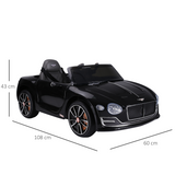 HOMCOM Bentley-Style Electric Ride-On Car with LED Lights, MP3 Player & Parental Remote Control – Kids Car, Black