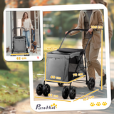 PawHut One-Click Foldable Pet Stroller with Mesh Windows – Dog Buggy for Small Dogs up to 10kg, Grey