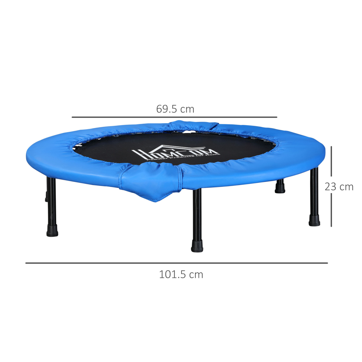 HOMCOM Foldable Mini Fitness Trampoline with 30 Springs – Portable Exercise Rebounder for Home Workouts, Blue
