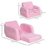 HOMCOM 2-in-1 Kids Armchair Sofa Bed with Fold-Out Padded Seat & Solid Wood Frame – Bedroom Furniture, Pink