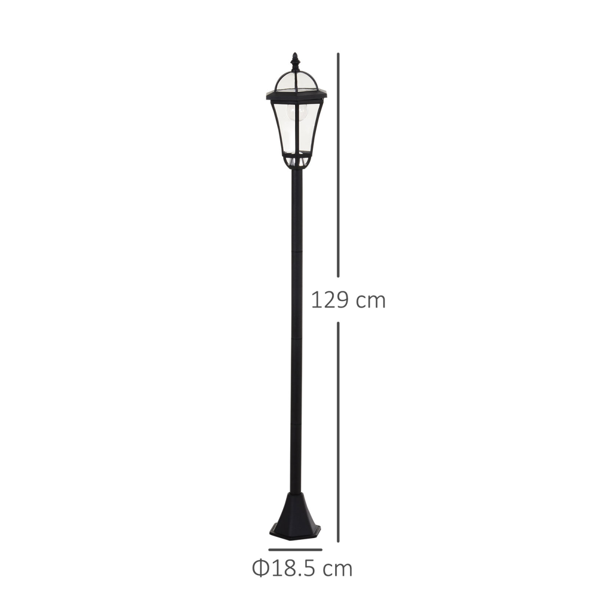 Outsunny Set of 2 Solar LED Garden Lamp Posts with Adjustable Four-Section Poles – Lantern Lights, Black