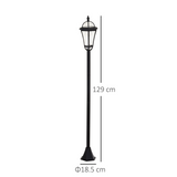 Outsunny Set of 2 Solar LED Garden Lamp Posts with Adjustable Four-Section Poles – Lantern Lights, Black