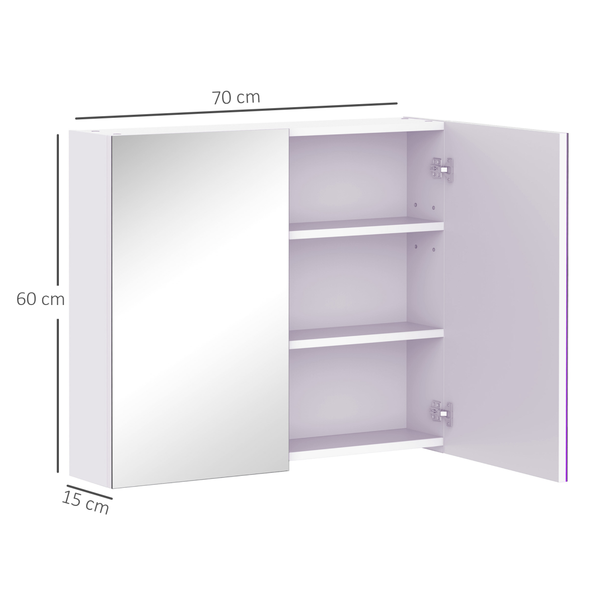 HOMCOM Wall-Mounted Bathroom Mirror Cabinet with Adjustable Shelf – Space-Saving Toiletry Storage