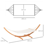 Outsunny Garden Hammock with Curved Wooden Stand – Freestanding Outdoor Relaxation, White