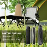Outsunny Folding Camping Table with Carry Bag & Metal Frame – Portable Outdoor Picnic Table, Black