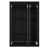 Portable Fabric Wardrobe with Hanging Rail and 6 Shelves – Zipped Dustproof Cover, 106 x 44 x 170cm, Black