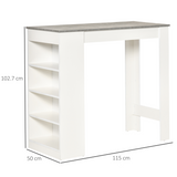 HOMCOM Bar Table with 4-Tier Side Shelves – Compact Kitchen Dining Table, Grey