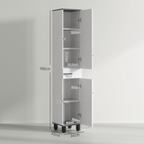 HOMCOM Tall Slim Bathroom Cabinet with Double Doors, Drawer & Adjustable Shelves – White and Black